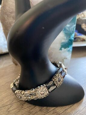 Elegant Vintage Silver and Marcasite Beaded Bracelet